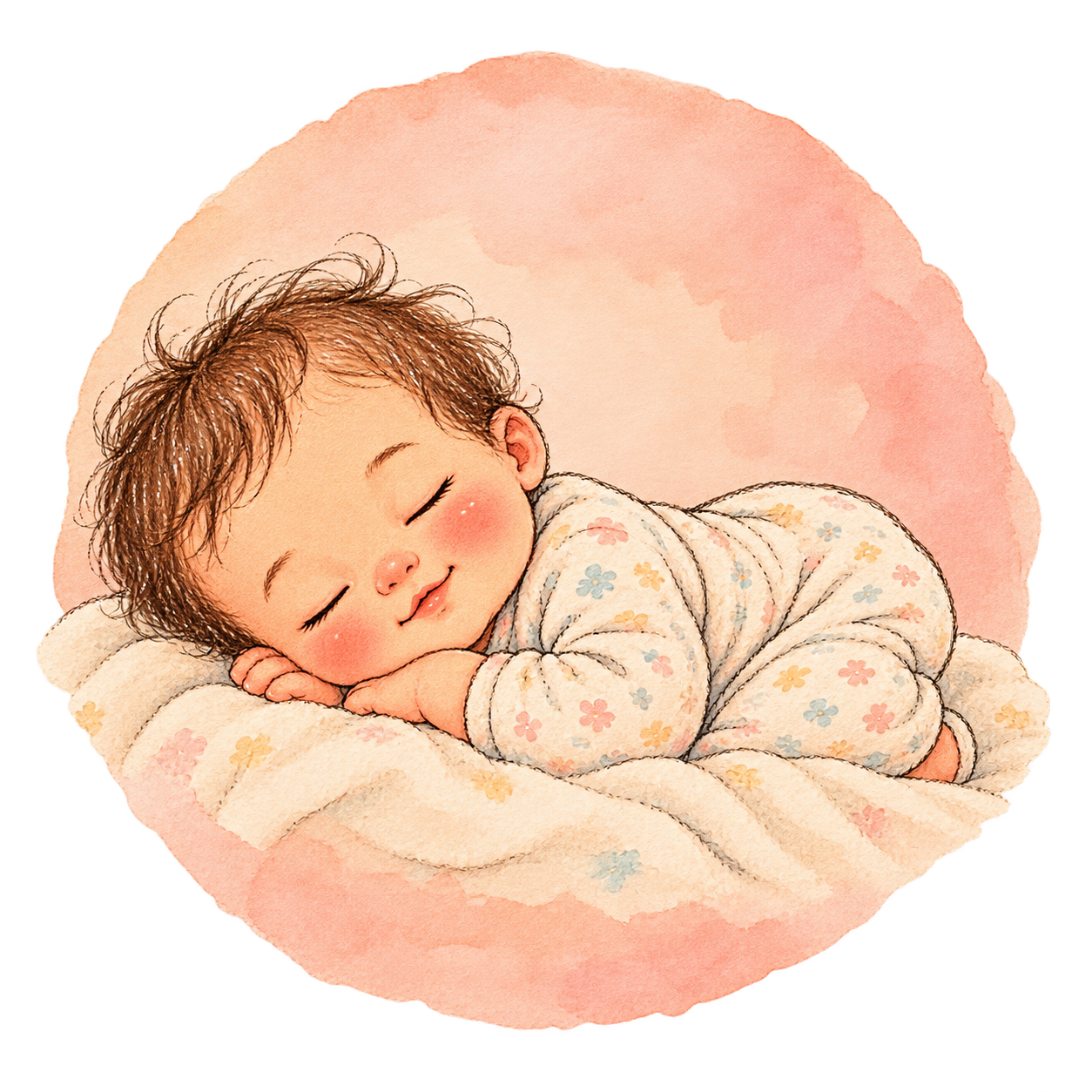 Sleeping newborn nestled on a blanket