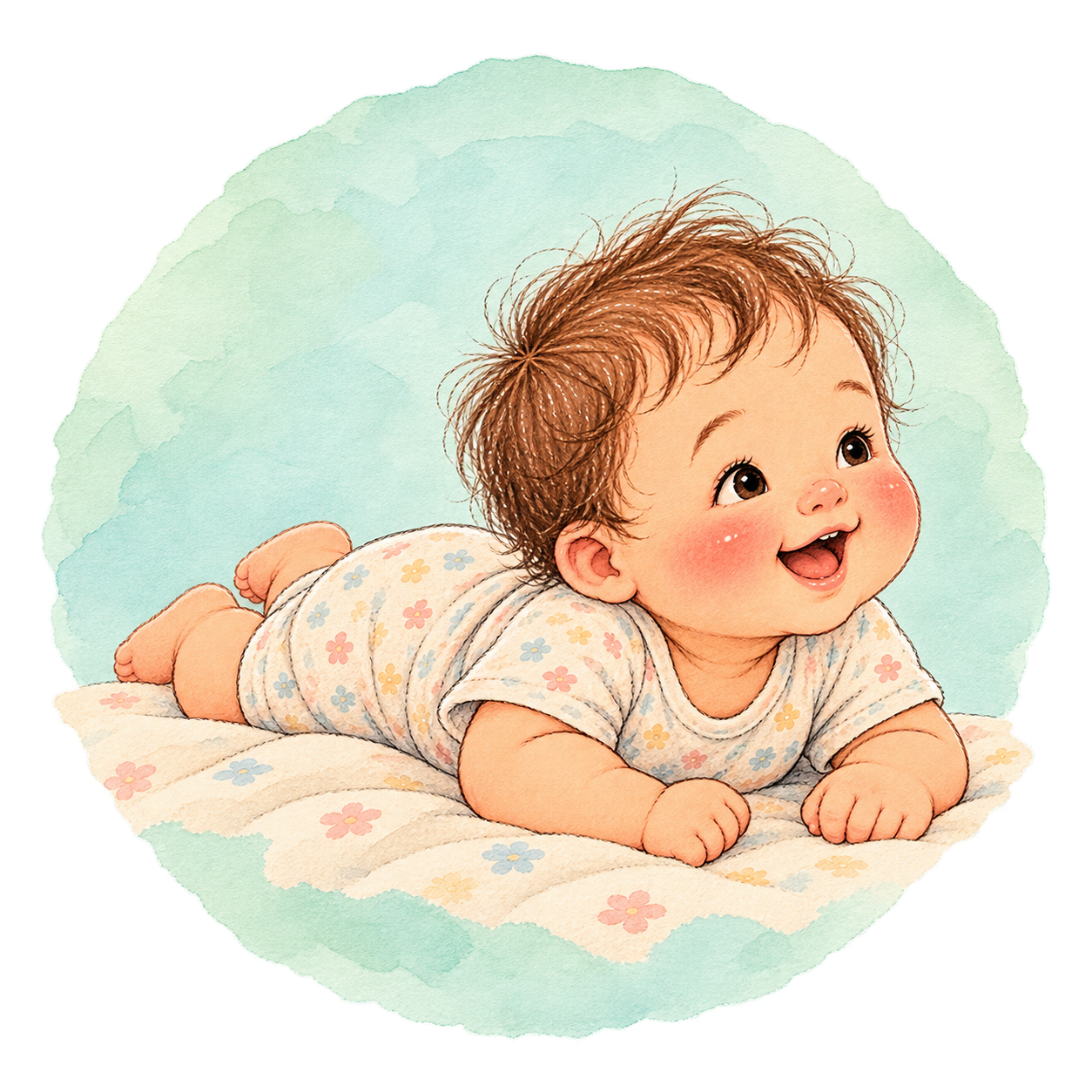 Baby lifting their head during tummy time